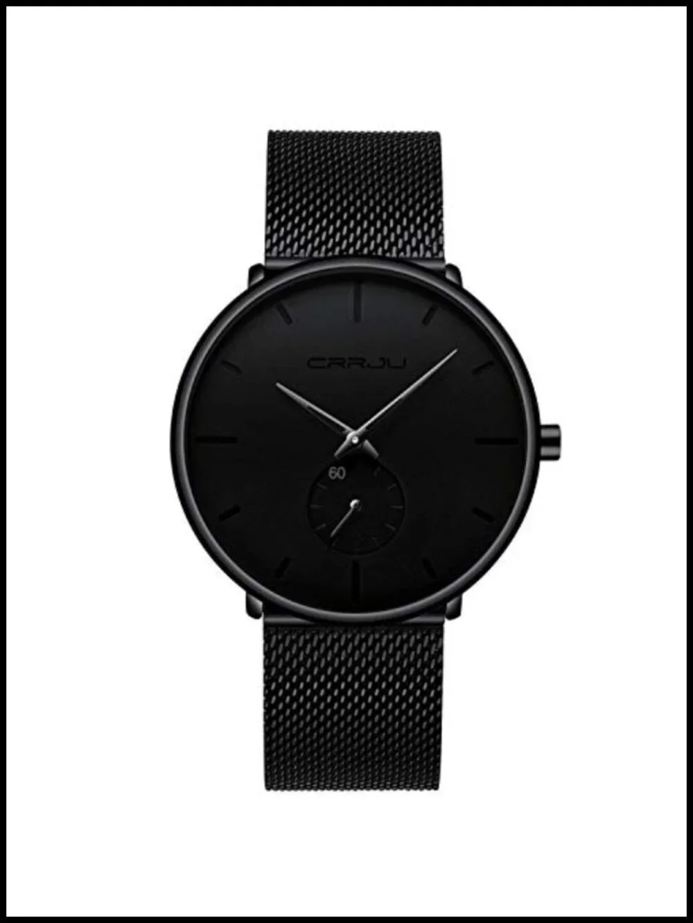 Mens Ultra-Thin Minimalist Waterproof Dress Watch with Stainless Steel Mesh Band